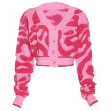 Color Patchwork Y2k Sweet Cardigan Sweater Women V Neck Long Sleeve Buttons Casual Short Jackets Wild Streetwear Knit Jumper