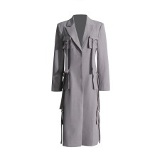 SuperAen Autumn New Fashion Pocket Original Design Women Single Breasted Korean Style Loose Long Blazer Coat
