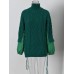 Patchwork Cotton Contrast Color Kitted Pullover Sweaters Turtleneck Long Sleeved Bandage Tops Autumn Winter Clothing
