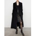 Solid Elegant Trenches For Women Notched Collar Long Sleeve Patchwork Lace Up Vintage Casual Trench Female Clothing