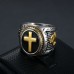 Hot selling P jewelry titanium steel color retaining vacuum gold plated God's Hand men's ring