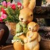 Rabbit flower vat resin cute sculpture garden decorations
