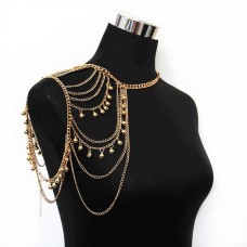 Street photo fashion multi-layer sexy tassel ball shoulder chain body chain cross-border trend personalized clothing accessories