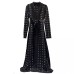 Women Solid Hollow Out Trench Long Length Round Iron Ring Full Sleeve Sashes Design Casual New Autumn Fahsion