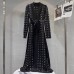 Women Solid Hollow Out Trench Long Length Round Iron Ring Full Sleeve Sashes Design Casual New Autumn Fahsion