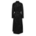 Women Solid Hollow Out Trench Long Length Round Iron Ring Full Sleeve Sashes Design Casual New Autumn Fahsion