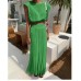 Fashion 2 Pieces Set Women Round Collar Sleeveless Loose Top + Elastic Waist A Line Skirt Solid Color Female