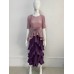 Pleated Gradient Color Dress Women Belt Short Sleeve Round Collar Ruffles Autumn Female Fashion New Clothing