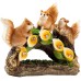 Outdoor solar resin statue decoration with three squirrels