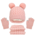 European and American children's hats, scarves, gloves, three piece set, autumn and winter plush and thickened double ball baby hats