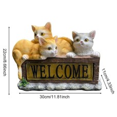 Outdoor solar powered animal statue resin ornaments for kittens Outdoor solar powered animal statue resin ornaments for kittens
