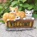 Outdoor solar powered animal statue resin ornaments for kittens