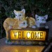 Outdoor solar powered animal statue resin ornaments for kittens