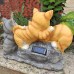 Outdoor solar powered animal statue resin ornaments for kittens