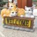 Outdoor solar powered animal statue resin ornaments for kittens
