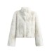 Fashion Women's Faux Fur Coat Stand Collar Covered Button Long Sleevebrown Loose Thick Warm Jackets Winter 