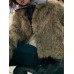 Fashion Women's Faux Fur Coat Stand Collar Covered Button Long Sleevebrown Loose Thick Warm Jackets Winter 