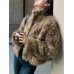 Fashion Women's Faux Fur Coat Stand Collar Covered Button Long Sleevebrown Loose Thick Warm Jackets Winter 