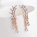 New Sweet Sparkling Diamond Pop Leaf Leaf Tassel Crystal Droplet Earrings