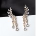 New Sweet Sparkling Diamond Pop Leaf Leaf Tassel Crystal Droplet Earrings