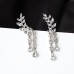 New Sweet Sparkling Diamond Pop Leaf Leaf Tassel Crystal Droplet Earrings