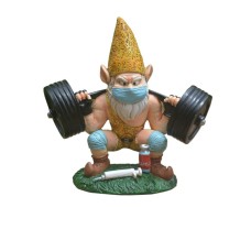 Resin Decorative Garden Courtyard Weightlifting Dwarf Sculpture