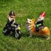 Outdoor Dog Riding Dwarf Decoration Resin
