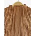 Patchwork Pleated Dress Long Sleeve Half Turtleneck Patchwork Luxury Birthday Party Dresses Female