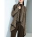 Knitted Striped Coats Women Lapel Full Sleeve Irregular Hem Loose Versatile Elegant Outwear New 