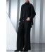 Knitted Striped Coats Women Lapel Full Sleeve Irregular Hem Loose Versatile Elegant Outwear New 