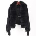 Patchwork Faur Fur Women Coat Full Sleeve Knitted Solid Color V Neck Versatile Elegant Outwear Clothing New