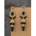 Fashionable and personalized micro diamond earrings Thai retro women's long luxurious imitation large gemstone bell tassel earrings