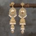 Fashionable and personalized micro diamond earrings Thai retro women's long luxurious imitation large gemstone bell tassel earrings