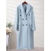 Elegant Thick Warm Woolen Coat  New Autumn Winter Long Sleeve Double Breasted Overcoat Jackets Chemisier 