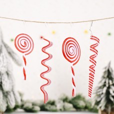 New Christmas Decorative Products Creative Red and White Candy Hangers Plastic Lollipop Hangers Simulated Candy