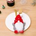 New Christmas Decorative Products Dwarf Knife and Fork Set Faceless Old Man Knife and Fork Bag Rudolf Tableware Set
