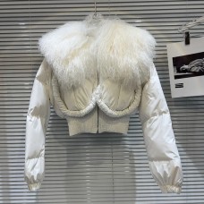 Fashion Women's Spliced Wool Collar Warm Coat Winter New Long Sleeves Zippers Cotton-padded Jacket Female Fashion Women's Spliced Wool Collar Warm Coat Winter New Long Sleeves Zippers Cotton-padded Jacket Female