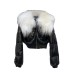 Fashion Women's Spliced Wool Collar Warm Coat Winter  New Long Sleeves Zippers Cotton-padded Jacket Female