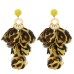 Handmade fabric floral leopard print tassel earrings