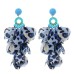 Handmade fabric floral leopard print tassel earrings