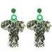 Handmade fabric floral leopard print tassel earrings