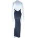 Black and white color block crew neck casual dress for ladies