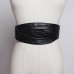 Pu Leather Black Red Pleated Spliced Long Wide Belt Personality Women New Fashion Tide All-match Spring