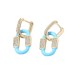 Non fading earrings with double buckle design with micro inlaid zircon oil drop earrings