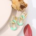 Non fading earrings with double buckle design with micro inlaid zircon oil drop earrings