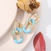 Non fading earrings with double buckle design with micro inlaid zircon oil drop earrings