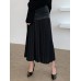 Casual Patchwork Pu Skirt For Women High Waist Midi Folds Pleated Skirts Female  Spring Fashion Clothing Style