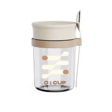 Glass oatmeal breakfast cup home milk cup with spoon bowl water cup with coffee cup Glass oatmeal breakfast cup home milk cup with spoon bowl water cup with coffee cup