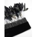 Evening Party Black Dress Women Feather Design Long Sleeve Soft Velvet Dress  Spring New Fashion Wear