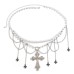 Cross tassel waist chain, female decorative body chain, imitation pearl retro beaded waist chain